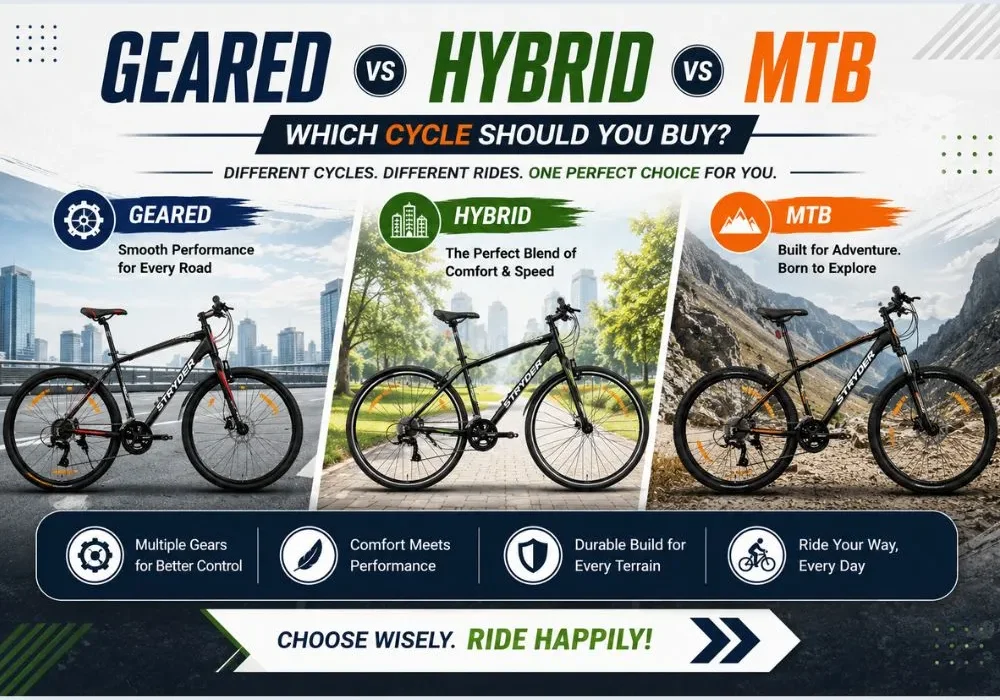 Geared vs Hybrid vs MTB Cycles